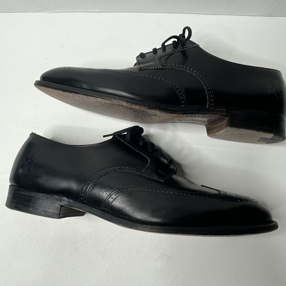 Alan Mcafee Black Leather Oxfords Wingtip Dress Shoes Mens Size UK 9.5E US 10.5E - Picture 11 of 15